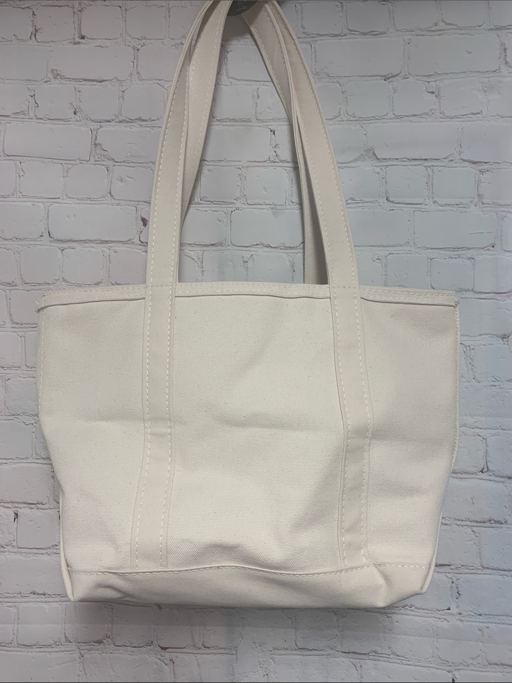 NEW L.L. Bean Boat Wandering Cream Heavy Medium Canvas Tote USA - Picture 4 of 6